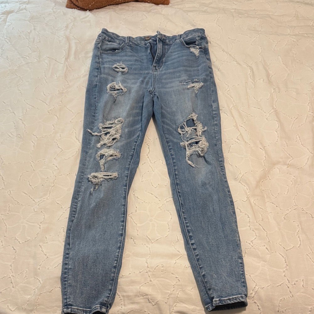 American Eagle Outfitters Blue Ripped Skinny Jeans
